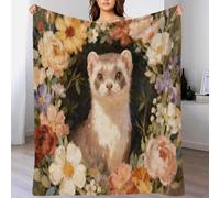EMYXPAQM Ferret Fleece Throw Blanket for Couch Sofa Bed All Season Various Flowers Pattern Blanket Fluffy Soft Cozy Flannel Gifts for Wedding Anniversary 40x50inch(100x130cm)