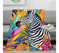 EMYXPAQM Fleece Blanket Zebra Colorful Plants Print for Sofa Couch Bed Decor - Soft Cuddly Cozy Warm Blanket, Great Gift for Kids/Teens/Adults 60x80inch(150x200cm)