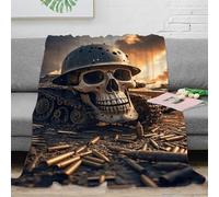 EMYXPAQM Fleece Throw Blanket Skull Pattern for Couch, Sofa, Bed, Fluffy, Skull Tank Bullets Blankets, Soft & Warm, Gifts for Her Or Him, 80x90inch(200x230cm)