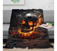 EMYXPAQM Fleece Throw Blanket Skull Pattern for Couch, Sofa, Bed, Fluffy, Soccer Skull Flames Blankets, Soft & Warm, for Her Or Him, 50x60inch(127x152cm)