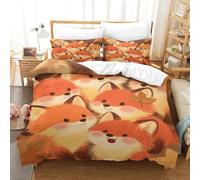 EMYXPAQM Fox Duvet Cover Set 3D Group of Little Foxes Design Bedding Sets Ultra Soft Microfiber Comforter Cover with Zipper & Pillow Cases For Boys/Girls Kids Super King(260x220cm)