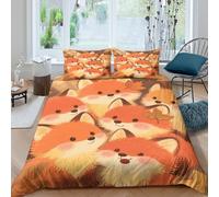 EMYXPAQM Fox Duvet Cover Set 3D Group of Little Foxes Design Bedding Sets Ultra Soft Microfiber Quilt Cover with Hidden Zipper & Pillowcase for Kids Adults King(220x240cm)