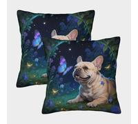 EMYXPAQM French Bulldog Cushion Covers Set of 2, Premium Polyester Throw Pillow Cover with Hidden Zipper, Square Decorative Pillow Cases, for Sofa Bedroom 40x40cm
