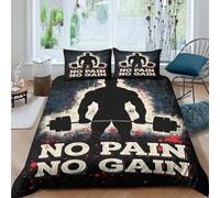 EMYXPAQM Funny Quotes Duvet Cover Set 3D Fitness Theme Print Bedding Set Soft Microfiber Duvet Cover with Hidden Zipper & Pillowcase for Kids Adults King（220x240cm）