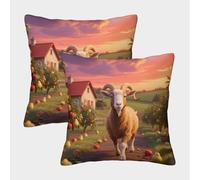 EMYXPAQM Goat Cushion Covers Set of 2, Premium Polyester Throw Pillow Covers with Hidden Zipper, Premium Square Pillow Cases, for Livingroom Couch Sofa 40x40cm