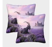EMYXPAQM Goat Cushion Covers Set of 2, Premium Polyester Throw Pillow Covers with Hidden Zipper, Premium Square Throw Pillow Cases, for Sofa Bed Indoor Outdoor 50x50cm