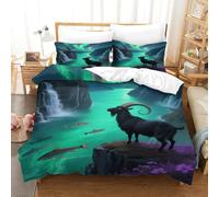EMYXPAQM Goat Duvet Cover Set 3D Cliff Design Bedding Sets Ultra Soft Microfiber Comforter Cover with Zipper & Pillowcase for Kids Girls Adults Single（140x200cm）