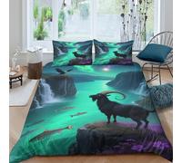 EMYXPAQM Goat Duvet Cover Set 3D Cliff Design Bedding Sets Ultra Soft Microfiber Quilt Cover with Hidden Zipper & Pillowcase for Kids Teens Adults King（220x240cm）