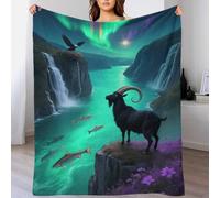EMYXPAQM Goat Fleece Throw Blanket for Couch Sofa Bed All Season Cliff Pattern Blanket Soft Warm Cozy Flannel Unique Gift for Women Girls Birthday 50x60inch(127x152cm)