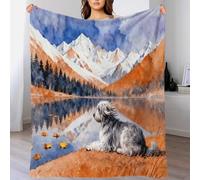 EMYXPAQM Gray Dog Fleece Throw Blanket for Couch Sofa Bed All Season Snow Mountain Lake Pattern Blanket Fluffy Soft Cozy Flannel Gifts for Women Girls Birthday 60x80inch(150x200cm)