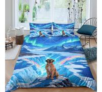 EMYXPAQM Great Dane Duvet Cover Set 3D Great Dane Glacier Print Bedding Set Soft Microfiber Duvet Cover with Zipper & Pillow Cases for Kids Boys Teens King(220x240cm)