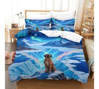 EMYXPAQM Great Dane Duvet Cover Set 3D Great Dane Glacier Print Bedding Set Soft Microfiber Duvet Cover with Zipper & Pillow Cases For Boys/Girls Kids Super King(260x220cm)