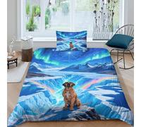 EMYXPAQM Great Dane Duvet Cover Set 3D Great Dane Glacier Print Bedding Set Soft Microfiber Duvet Cover with Hidden Zipper & Pillowcase For Teenage Boys Single(135x200cm)