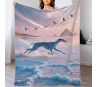 EMYXPAQM Greyhound Fleece Throw Blanket for Couch Sofa Bed All Season Dog Crane Pattern Blanket Fluffy Soft Warm Flannel Creative Gift for Couple Wife Husband 50x60inch(127x152cm)