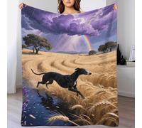 EMYXPAQM Greyhound Fleece Throw Blanket for Couch Sofa Bed All Season Dog Wheat Field Pattern Blanket Fluffy Soft Warm Flannel Gifts for Boys Girls 50x60inch(127x152cm)