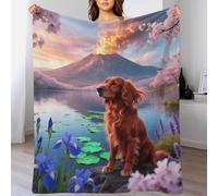 EMYXPAQM Irish Setter Fleece Throw Blanket for Couch Sofa Bed All Season Dog Volcano Pattern Blanket Comfort Warmth Flannel Gifts for Boys Girls 80x90inch(200x230cm)