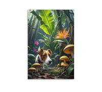 EMYXPAQM Jack Russell Terrier Canvas Wall Art Jack Russell Terrier Rainforest Giclee Canvas Prints Artwork for Living Room Home Office Wall Decor Gift 08x12inch(20x30cm)