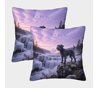 EMYXPAQM Kerry Blue Terrier Cushion Covers Set of 2, Premium Polyester Throw Pillow Covers with Hidden Zipper, Square Decorative Throw Pillow Cases, for Livingroom Couch Bed Sofa 50x50cm