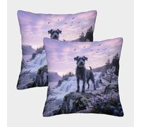 EMYXPAQM Kerry Blue Terrier Cushion Covers Set of 2, Premium Polyester Throw Pillow Covers with Hidden Zipper, Square Decorative Throw Pillow Cases, for Couch Sofa Bed Living Room Bedroom 50x50cm
