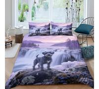 EMYXPAQM Kerry Blue Terrier Duvet Cover Set 3D Dog Glacier Waterfall Print Bedding Set Soft Microfiber Duvet Cover with Hidden Zipper & Pillowcase For Boys/Girls Kids King（220x240cm）