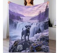 EMYXPAQM Kerry Blue Terrier Fleece Throw Blanket for Couch Sofa Bed All Season Dog Glacier Waterfall Pattern Blanket Comfort Warmth Flannel Gifts for Women Girls Birthday 50x60inch(127x152cm)