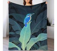 EMYXPAQM Kingfisher Fleece Throw Blanket for Couch Sofa Bed All Season Kingfisher Leaf Pattern Blanket Soft Warm Cozy Flannel Unique Gift for Women Girls Birthday 40x50inch(100x130cm)