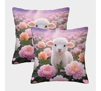 EMYXPAQM Lamb Cushion Covers Set of 2, Premium Polyester Throw Pillow Cover with Hidden Zipper, Premium Square Throw Pillow Cases, for Sofa Bedroom 45x45cm