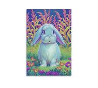 EMYXPAQM Lop Rabbit Wall Art Lop Rabbit Crouched on The Grass Pictures on Canvas Prints Modern Decoration for Home Office & Kitchen 20x30inch(50x75cm)