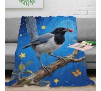 EMYXPAQM Magpie Fleece Throw Blanket for Couch Sofa Bed All Season Azure Winged Magpie Nebula Pattern Blanket Soft Cozy Warm Flannel Presents for Kids Teens Adults 40x50inch(100x130cm)