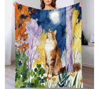 EMYXPAQM Maine Coon Fleece Throw Blanket for Couch Sofa Bed All Season Colorful Woods Pattern Blanket Comfort Warmth Flannel Creative Gift for Women Girls Birthday 70x80inch(180x200cm)
