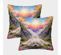 EMYXPAQM Maltese Cushion Covers Set of 2, Premium Polyester Throw Pillow Covers with Hidden Zipper, Premium Square Throw Pillow Cases, for Couch Sofa Bed Living Room Bedroom 40x40cm