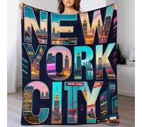 EMYXPAQM New York City Fleece Throw Blanket for Couch Sofa Bed All Season Creative Words Pattern Blanket Soft Cozy Warm Flannel Gifts for Wedding Anniversary 50x60inch(127x152cm)