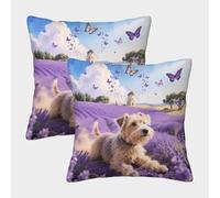 EMYXPAQM Norfolk Terrier Cushion Covers Set of 2, Premium Polyester Throw Pillow Covers with Hidden Zipper, Premium Square Pillow Cases, for Living Room Bedroom Sofa Chair 50x50cm