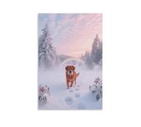 EMYXPAQM Norwich Terrier Canvas Wall Art Red Dog Snowfield Canvas Prints Modern Artwork for Living Room Bedroom Home Office Decoration Gift 20x30inch(50x75cm)
