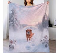 EMYXPAQM Norwich Terrier Fleece Throw Blanket for Couch Sofa Bed All Season Red Dog Snowfield Pattern Blanket Comfort Warmth Flannel Creative Gift for Kids Teens Adults 40x50inch(100x130cm)
