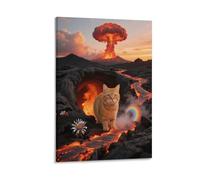EMYXPAQM Ocicat Canvas Wall Art Cat Volcano Lava Canvas Prints Modern Artwork for Living Room Home Office Decorations Gift 12x18inch(30x45cm)