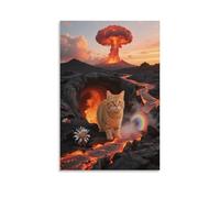 EMYXPAQM Ocicat Canvas Wall Art Cat Volcano Lava Canvas Prints Modern Artwork for Living Room Home Office Decorations Gift 16x24inch(40x60cm)