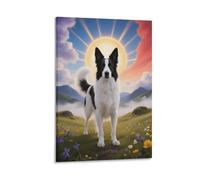 EMYXPAQM Old English Sheepdog Canvas Wall Art Dog Grassland Canvas Prints Modern Artwork for Living Room Bedroom Home Office Decorations Gift 20x30inch(50x75cm)