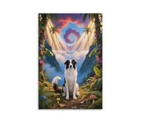EMYXPAQM Old English Sheepdog Canvas Wall Art Dog Mysterious Forest Canvas Prints Modern Artwork for Living Room Home Office Wall Decor Gift 12x18inch(30x45cm)
