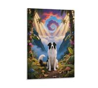 EMYXPAQM Old English Sheepdog Canvas Wall Art Dog Mysterious Forest Canvas Prints Modern Artwork for Living Room Home Office Wall Decor Gift 20x30inch(50x75cm)
