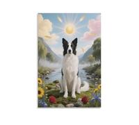 EMYXPAQM Old English Sheepdog Canvas Wall Art Dog Stream Canvas Prints Modern Artwork for Living Room Home Office Decoration Gift 20x30inch(50x75cm)