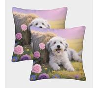 EMYXPAQM Old English Sheepdog Cushion Covers Set of 2, Premium Polyester Throw Pillow Cover with Hidden Zipper, Square Decorative Pillow Cases, for Sofa Bedroom 40x40cm