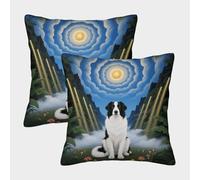 EMYXPAQM Old English Sheepdog Cushion Covers Set of 2, Premium Polyester Throw Pillow Covers with Hidden Zipper, Premium Square Pillow Cases, for Garden Livingroom Couch Patio Furniture 40x40cm
