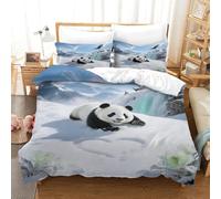 EMYXPAQM Panda Duvet Cover Set 3D Snowy Mountain Design Bedding Sets Ultra Soft Microfiber Comforter Cover with Zipper & Pillow Cases for Kids Girls Adults Single（140x200cm）