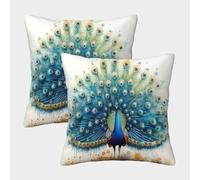 EMYXPAQM Peacock Cushion Covers Set of 2, Premium Polyester Couch Pillow Covers with Hidden Zipper, Premium Decorative Pillow Cases, for Livingroom Couch Bed Sofa 50x50cm