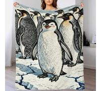 EMYXPAQM Penguin Fleece Throw Blanket for Couch Sofa Bed All Season Antarctic Ice Field Pattern Blanket Soft Warm Cozy Flannel Unique Gift for Girls Kids Adults 70x80inch(180x200cm)