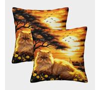 EMYXPAQM Persian Cat Cushion Covers Set of 2, Soft Microfiber Couch Pillow Covers with Hidden Zipper, Square Decorative Throw Pillow Cases, for Garden Livingroom Couch Patio Furniture 50x50cm