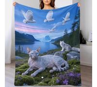 EMYXPAQM Peterbald Cat Fleece Throw Blanket for Couch Sofa Bed All Season Cat Norwegian Fjord Pattern Blanket Comfort Warmth Flannel Creative Gift for Boys Girls 80x90inch(200x230cm)