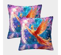 EMYXPAQM Phoenix Cushion Covers Set of 2, Soft Microfiber Couch Pillow Covers with Hidden Zipper, Premium Square Pillow Cases, for Livingroom Couch Bed Sofa 40x40cm