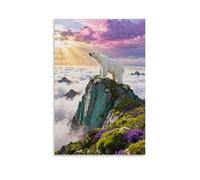 EMYXPAQM Polar Bear Canvas Wall Art Sea of Clouds Peak Printed on Canvas Modern Artwork for Home Office Bedroom Wall Decor Gift 12x18inch(30x45cm)